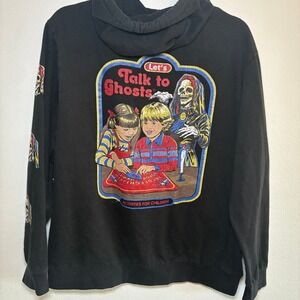 Steven Rhodes Let's Talk to Ghosts Hoodie Black Graphic Skull Print Large